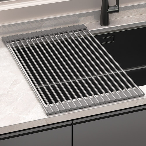 不锈钢可折叠沥水架一体免安装