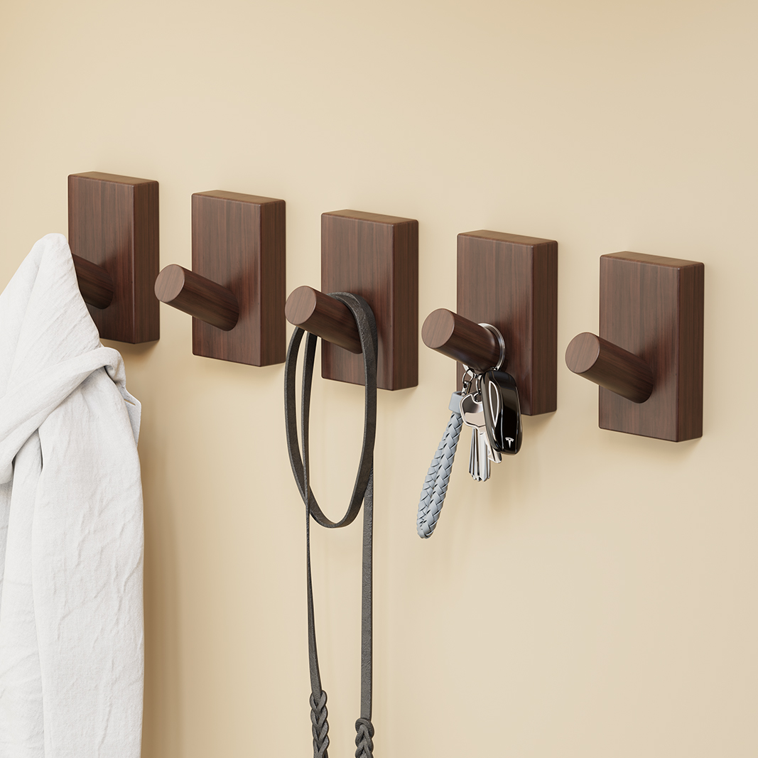 北欧风实木挂钩免打孔玄关衣帽钩