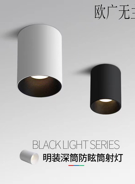 极简明装射灯客厅家用吸顶圆形免开孔筒灯小山丘圆筒办公室无主灯