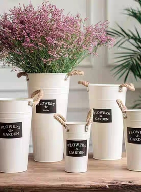 北欧独特铁皮鲜花花桶花店创意插花铁桶客厅鲜花玫瑰装饰桶醒花桶