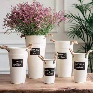 北欧独特铁皮鲜花花桶花店创意插花铁桶客厅鲜花玫瑰装饰桶醒花桶