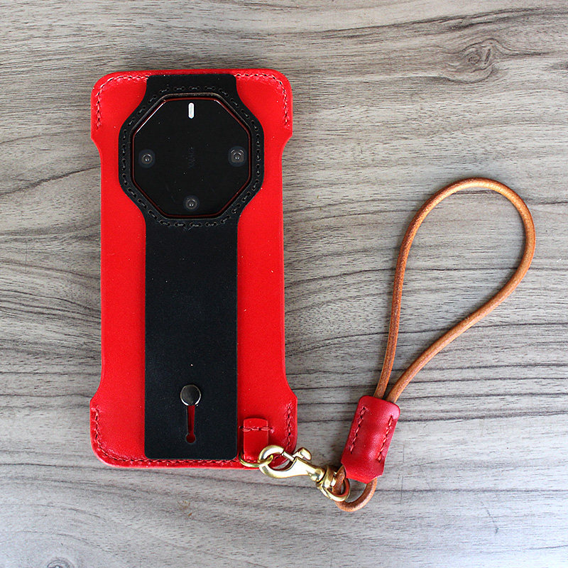 手工真皮mate70rs手机壳半包支架