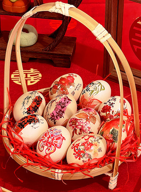 喜蛋鸡蛋贴订婚摆台布置女方陪嫁装饰中式纹身贴纸结婚礼用品大全