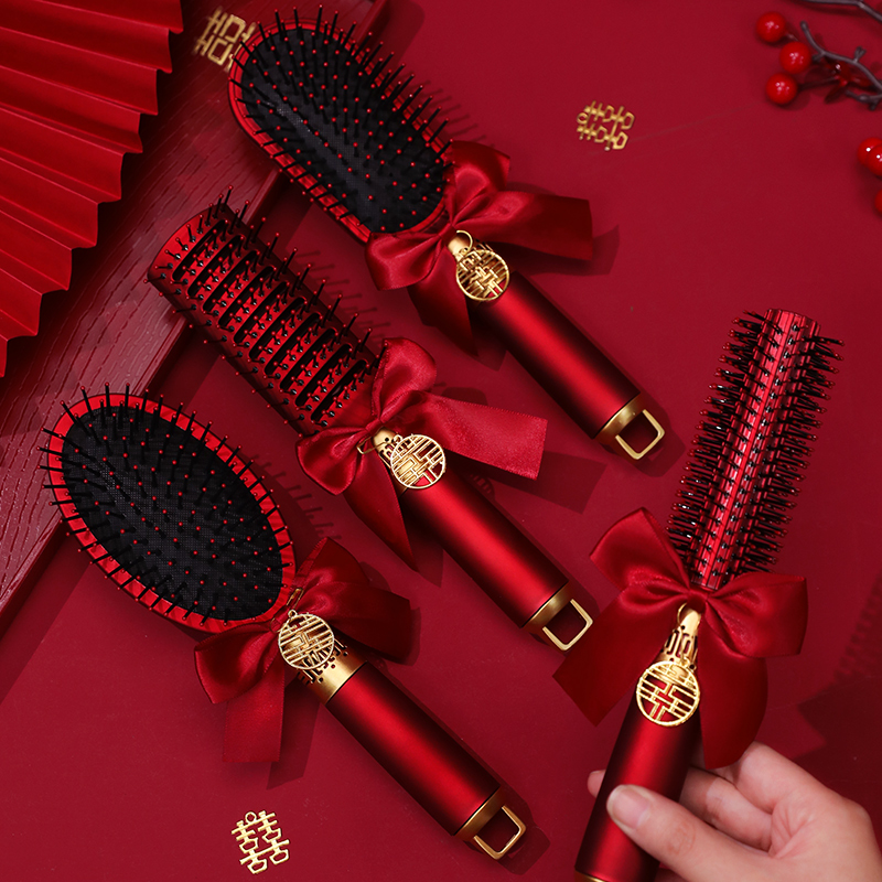 结婚梳子红色一对气垫梳陪嫁物品