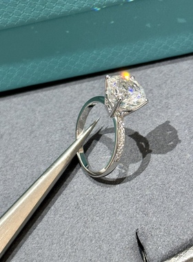 经典四爪单钻戒指三克拉女戒通体925纯银简约婚戒珠宝级高碳钻
