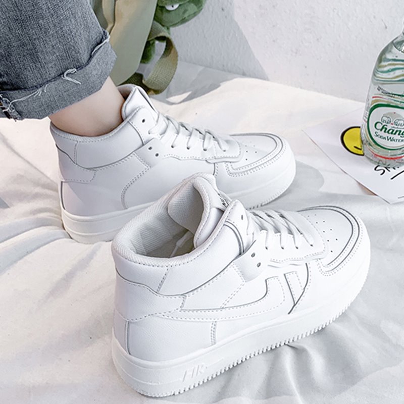 秋季上新女鞋新品高帮学生板鞋2021年运动鞋子时尚休闲鞋厚底小白