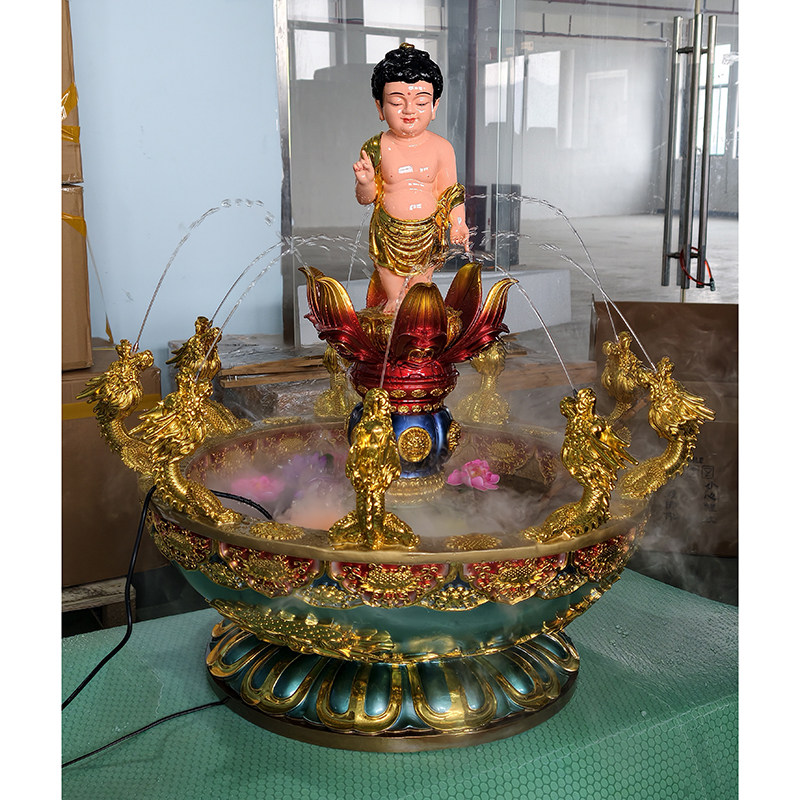 玻璃钢浴佛盆九龙吐水寺庙浴佛节供奉浴佛用品陶瓷九龙沐浴太子佛
