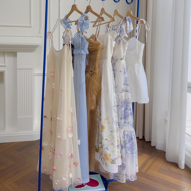 禮服長裙立體花朵仙女風度假輕奢