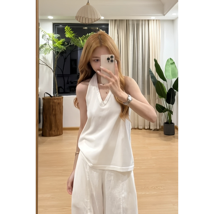 原SUN11 STUDIO美式辣妹挂脖吊带背心女夏季别致绝美无袖露背上衣