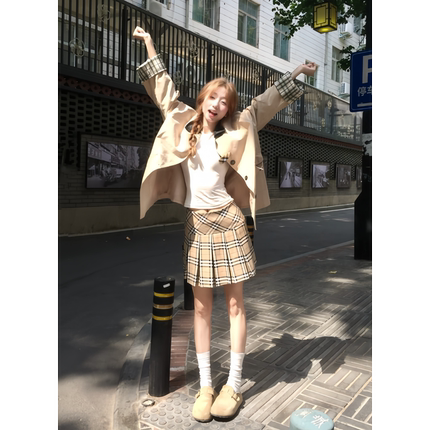 美式辣妹中长款卡其色风衣外套女2025春秋新款小个子高级感英伦风