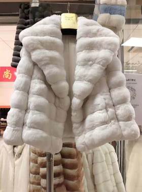 反季特价新款粟鼠青紫蓝白色短款女龙猫皮草外套