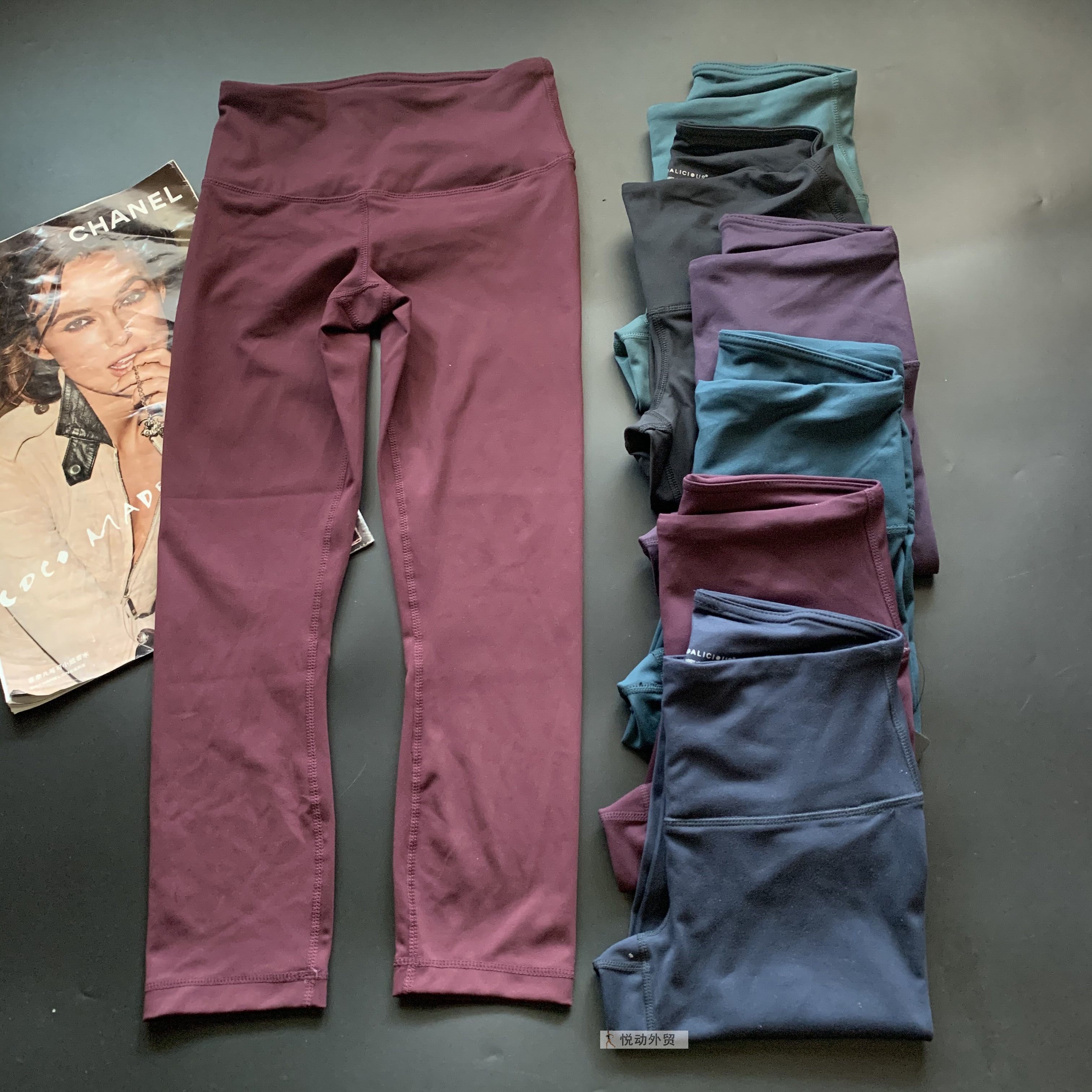 欧美单瑜伽裤七分女弹力紧身训练健身裤速干透气运动跑步裤打底裤