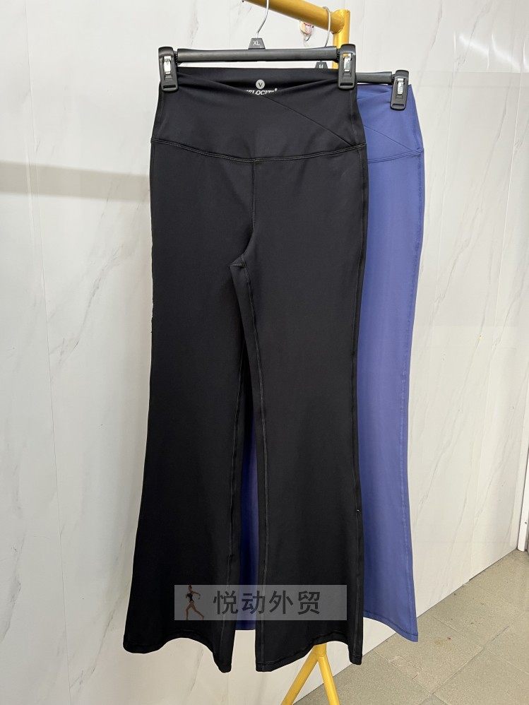 运动瑜伽裤女磨毛裸感显瘦显腿长训练健身裤弹力紧身喇叭裤长裤