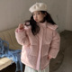 2025冬款 中大童甜美连帽粉色羽绒服女童宝宝加厚白鸭绒保暖外套潮