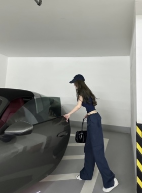 NINASTUDIO【美式辣妹】显白藏蓝色 休闲性感工装裤