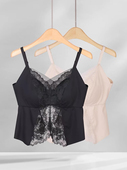 花花家桑蚕丝性感蕾丝美背吊带内衣女免穿文胸收副乳内搭外穿背心