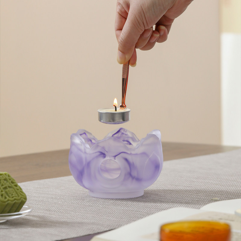 中式古法琉璃温茶器蜡烛加热保温底座轻奢家用水晶玻璃暖茶炉,餐饮具,煮茶炉,淘宝优惠券,粉丝福利购,淘宝优惠卷