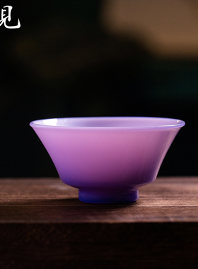 北大史玉见玻璃主人杯新款家用紫色玉料高硼硅建盏茶杯女士个人杯