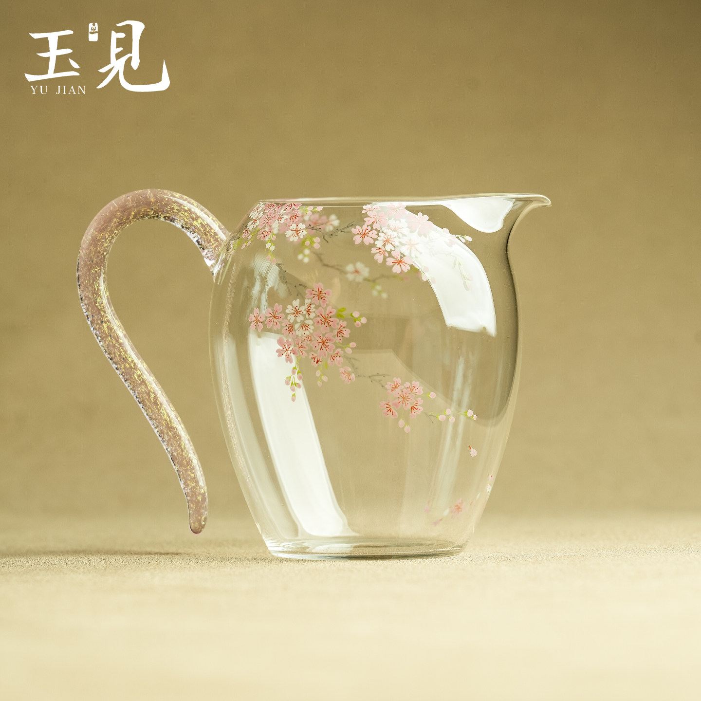 玉见新款手绘樱花茶海