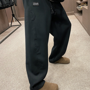 松紧腰抽绳休闲裤 MXD 男冬季 数字剪裁运动加厚直筒裤 UGLY潮牌卫裤