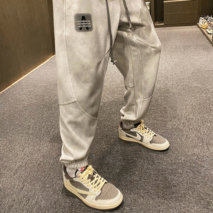 痞帅束脚脏脏裤 MXD 男2024年春秋新款 潮牌做旧巴黎灰卫裤 UGLY美式