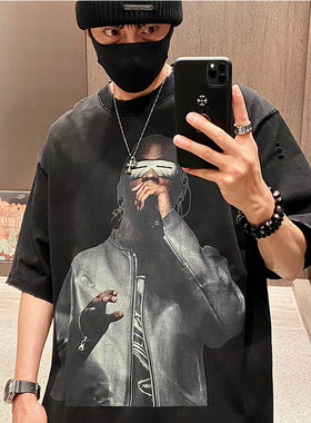 夏季美式复古嘻哈说唱rapper短袖