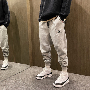 MXD 男潮牌运动裤 抽绳字母宽松束脚长裤 UGLY2024春秋休闲灰色卫裤