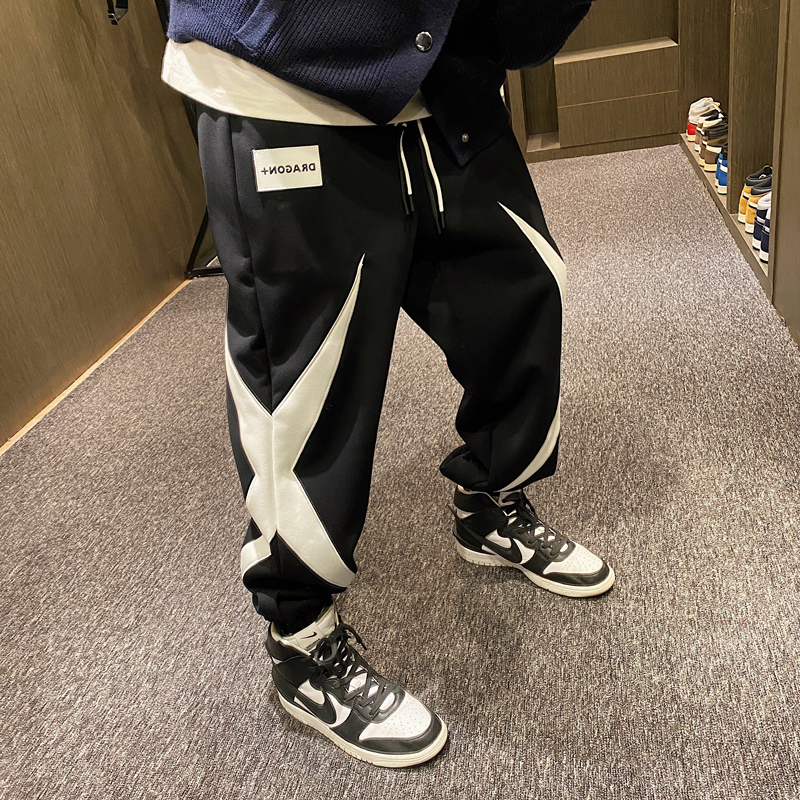 MXDUGLY宽松运动黑白卫裤