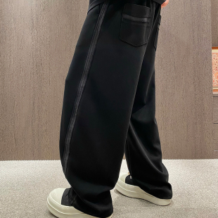 男设计感口袋拼接条纹松紧腰抽绳运动休闲裤 直筒卫裤 UGLY春季 MXD