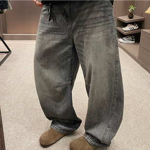 UGLY潮牌复古火山灰弯刀阔版 痞帅休闲裤 牛仔裤 美式 男2025秋季 MXD