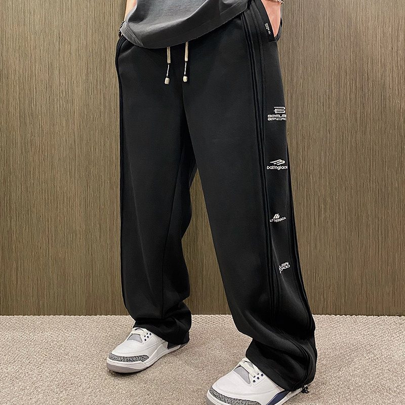 MXD UGLY春夏新款潮牌高定做旧水洗直筒休闲裤男松紧腰抽绳运动裤,男装,卫裤,淘宝优惠券,粉丝福利购,淘宝优惠卷