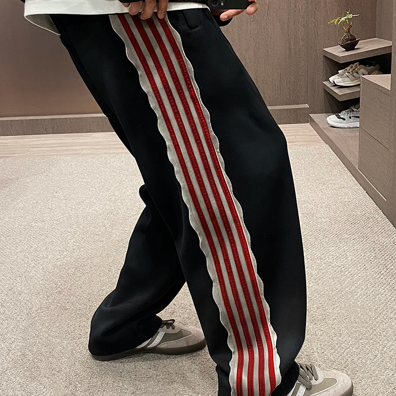 秋冬户外加绒保暖休闲条纹运动裤