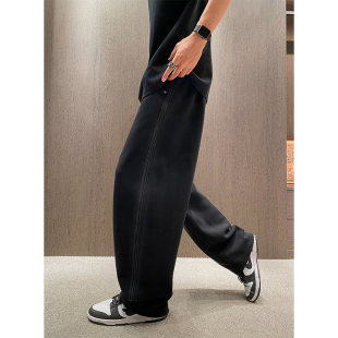 UGLY春季 垂感阔腿裤 新款 男复古弯刀侧条纹渐变运动休闲裤 卫裤 MXD