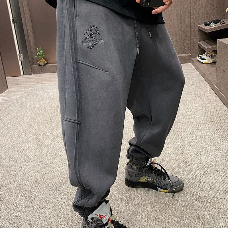MXD UGLY美式潮牌刺绣高级灰束脚运动裤男2026春季复古松紧腰长裤