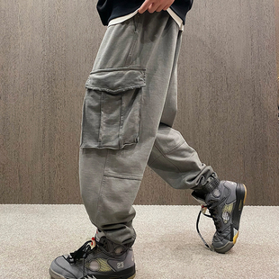 男潮牌巴黎灰束脚运动裤 MXD 做破大口袋宽松针织裤 工装 秋 UGLY美式
