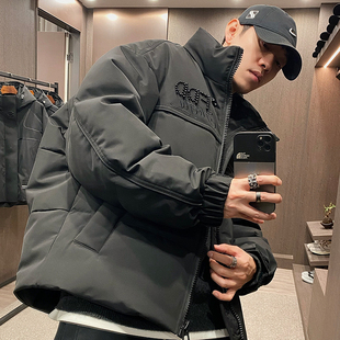 加厚嘻哈外套 奢潮高定刺绣钉珠字母立领羽绒服男美式 MXD UGLY冬季