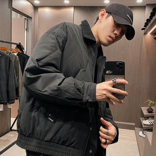 MXD 菱形格灯芯绒领拼接纯色轻薄羽绒服男宽松休闲外套 UGLY秋冬季