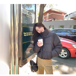 肯豆风短款羽绒服女白鸭绒冬季时尚感加厚黑色咖啡色面包服外套潮