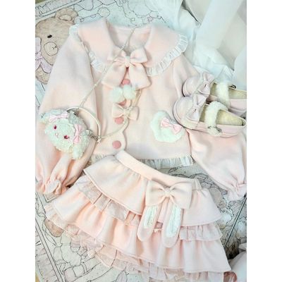 【困困兔兔】小个子软软糯糯闺蜜装甜美可爱外套+短裙两件套装女