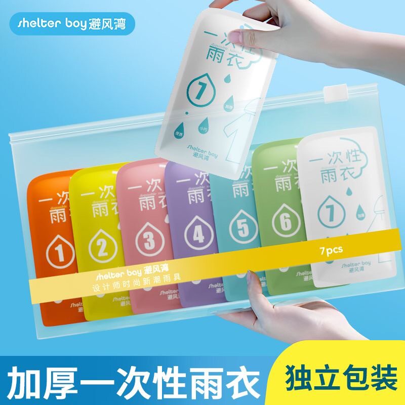 足迹优品 一次性雨衣便携真空卡片包装成人户外旅行雨披时尚防暴