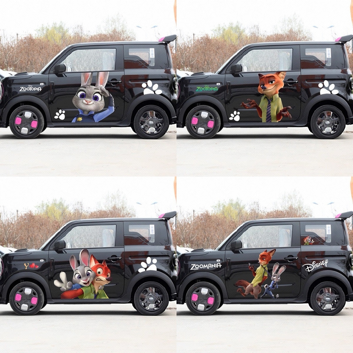 吉利熊猫MINI卡丁车贴拉花疯狂动物城2可爱卡通朱迪尼克车身贴纸