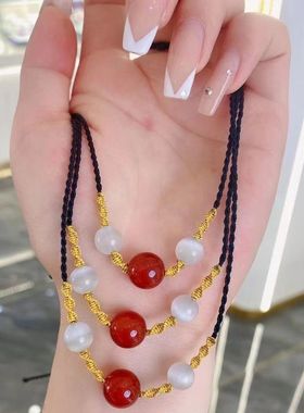 天然项链吊坠女红豆珠子锁骨