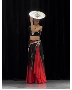 花腰傣族舞蹈服艺考剧目服装孔雀舞头饰斗笠带头套