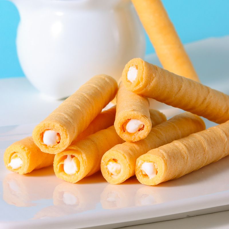 榴莲夹心蛋卷根根酥脆浓郁不腻层次丰富居家常备下午茶办公室零嘴