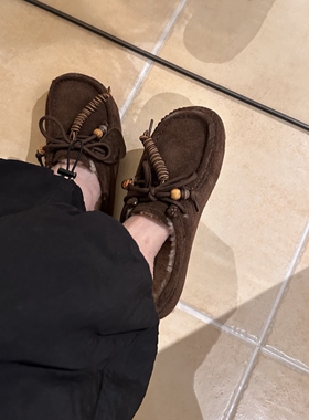 太好穿了！棕色秋冬加绒毛毛一脚蹬懒人包头外穿休闲百搭半拖鞋女