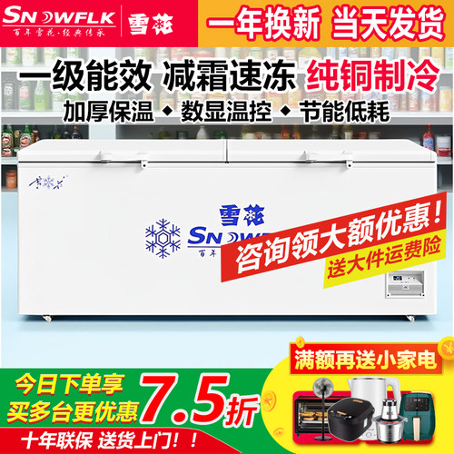 雪花商用大容量冷柜卧式冷冻柜