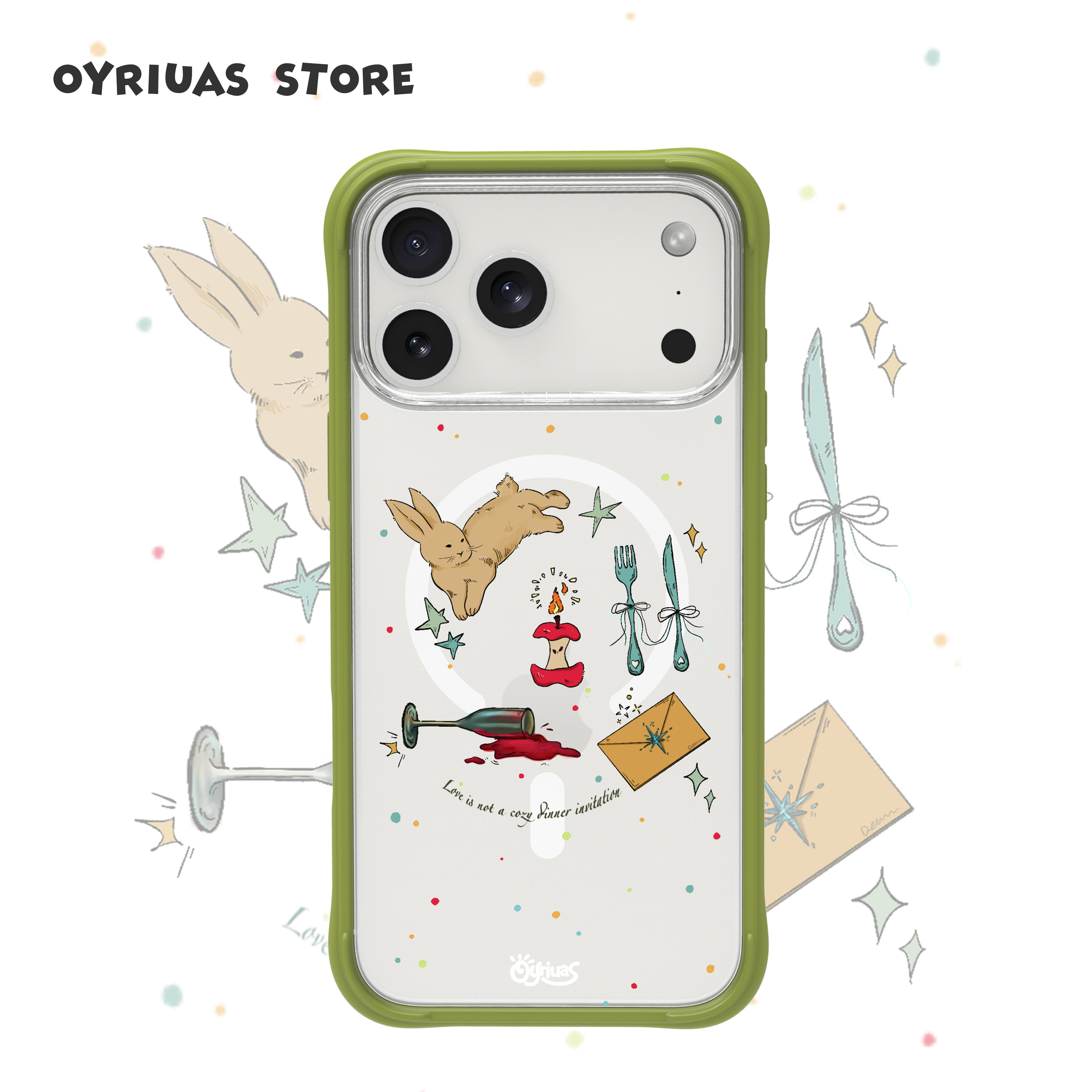 Oyriuas iPhone15/16/17pm 星月童话 磨砂磁吸可拆卸硅胶边框手机壳触控按键全包手机保护套磨砂背板抗指纹图片