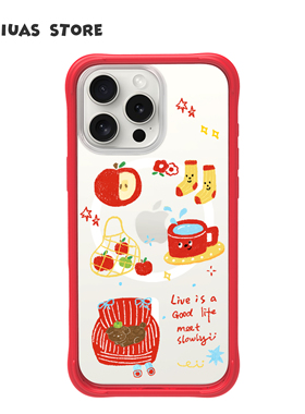 Oyriuas iPhone17/16promax 苹果味日记磨砂磁吸可拆卸液态硅胶边框手机壳 Ins风拼贴图案抗指纹耐磨