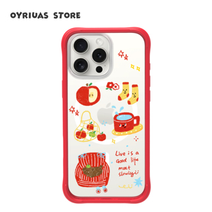 Oyriuas 16promax 苹果味日记磨砂磁吸可拆卸液态硅胶边框手机壳 Ins风拼贴图案抗指纹耐磨 iPhone17