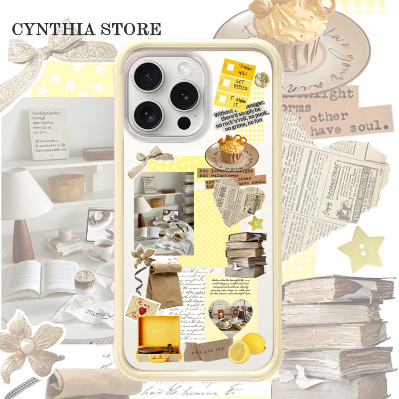 Oyriuas Cynthia 新品高透午后时光磁吸款 抗刮花抗指纹 适用iPhone16pm硅胶边框手机壳保护套黄色复古估卡风